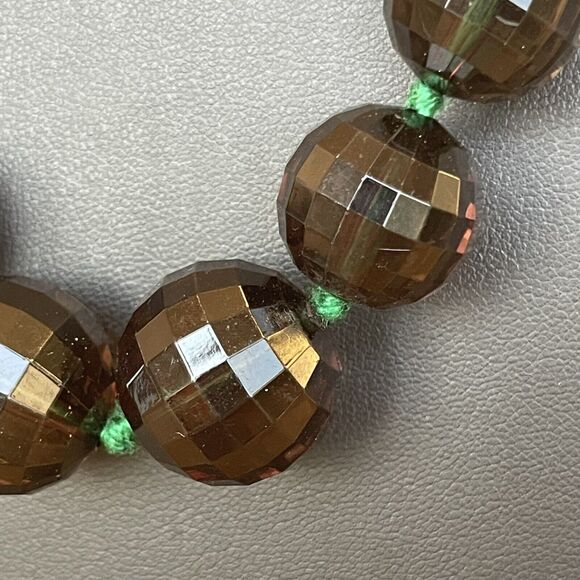 VTG Kenneth Jay Lane KJL Necklace Dark Green Lucite Graduated Faceted Beads - Picture 2 of 4